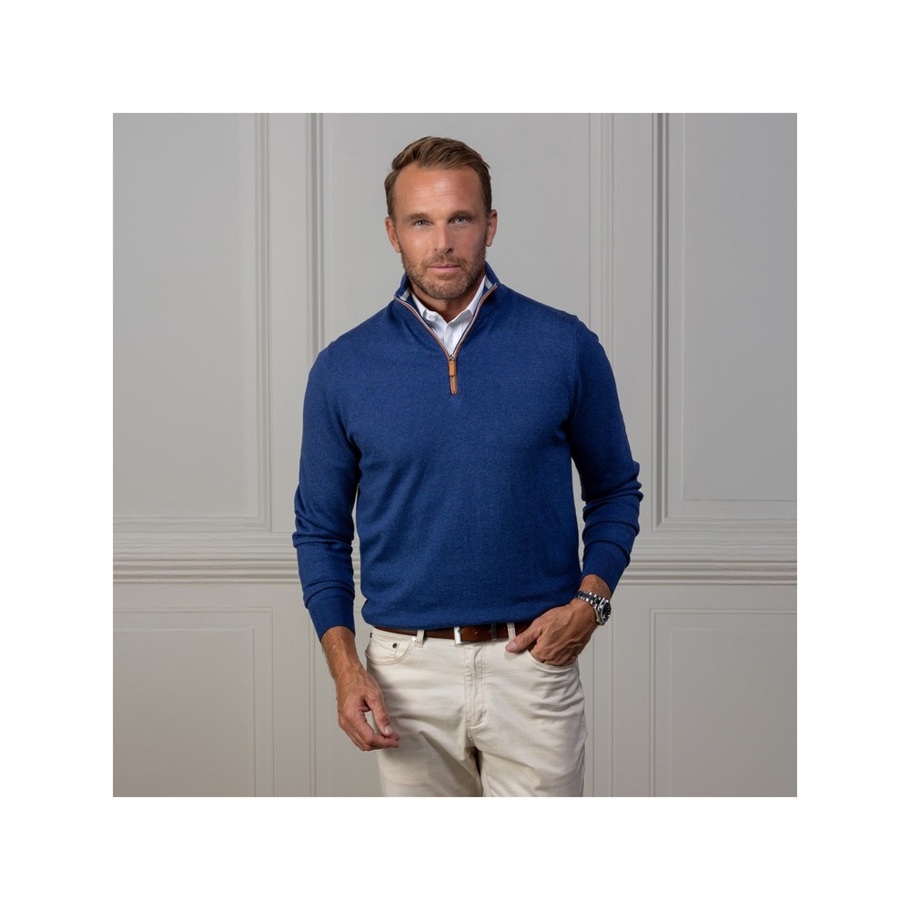 Collars & Co. NWT Luxury Cotton and Cashmere Quarter Zip Sweater - Size Large